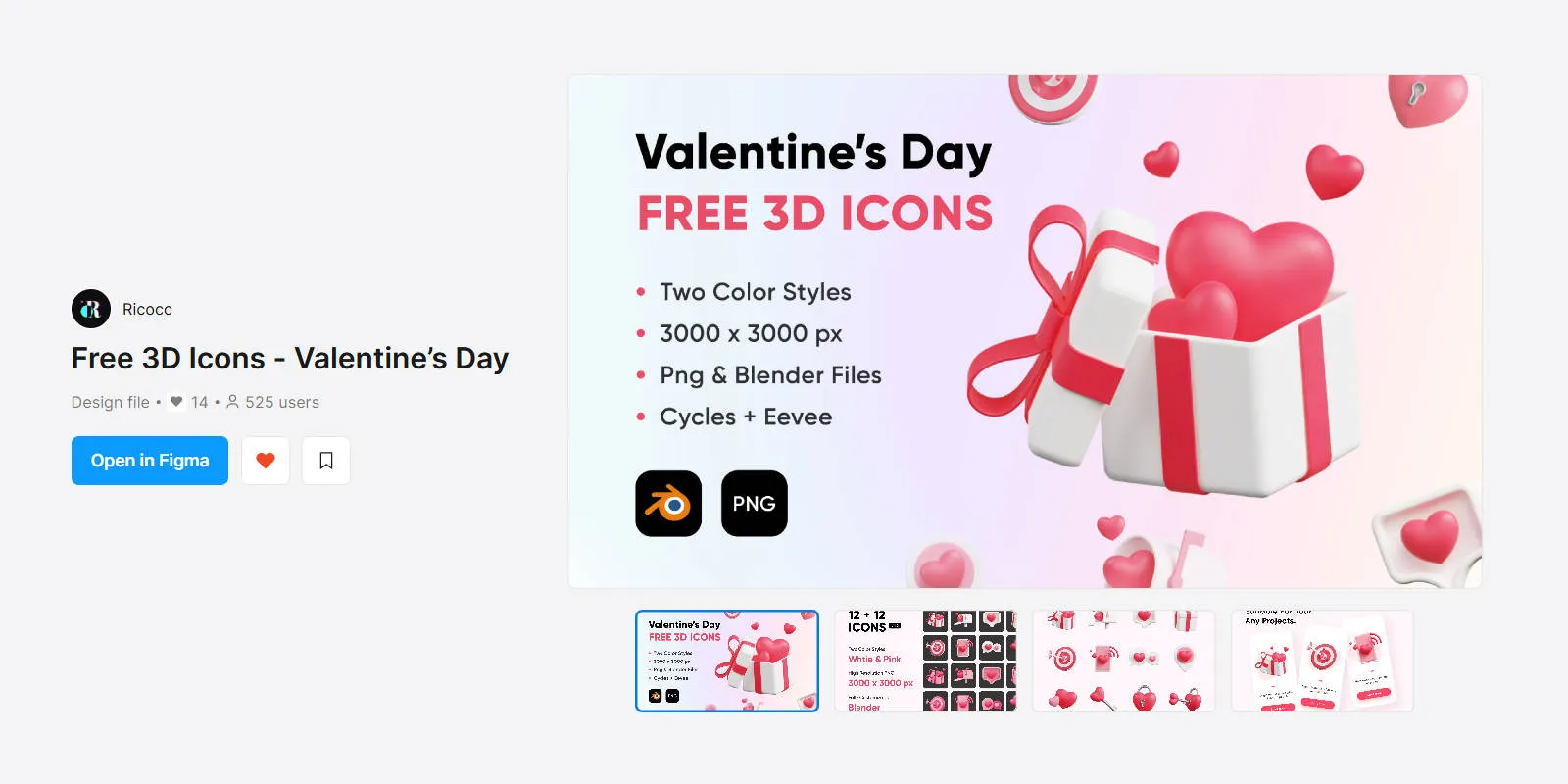 Valentine's Day 3D icons